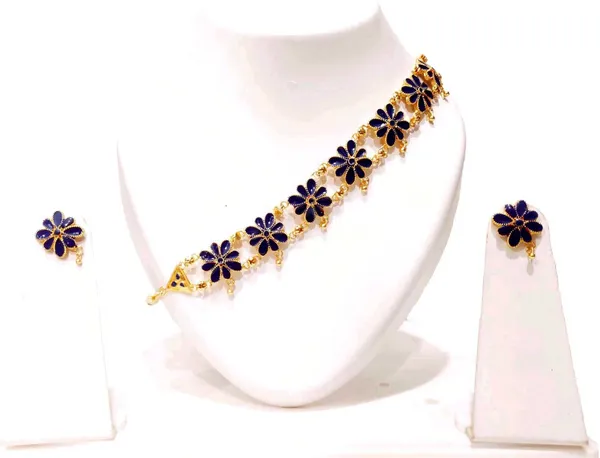 Assamese_Traditional_Gold_Plated_Blue_Colour_Golpata_Necklace_Set_For_Girls_&_Women